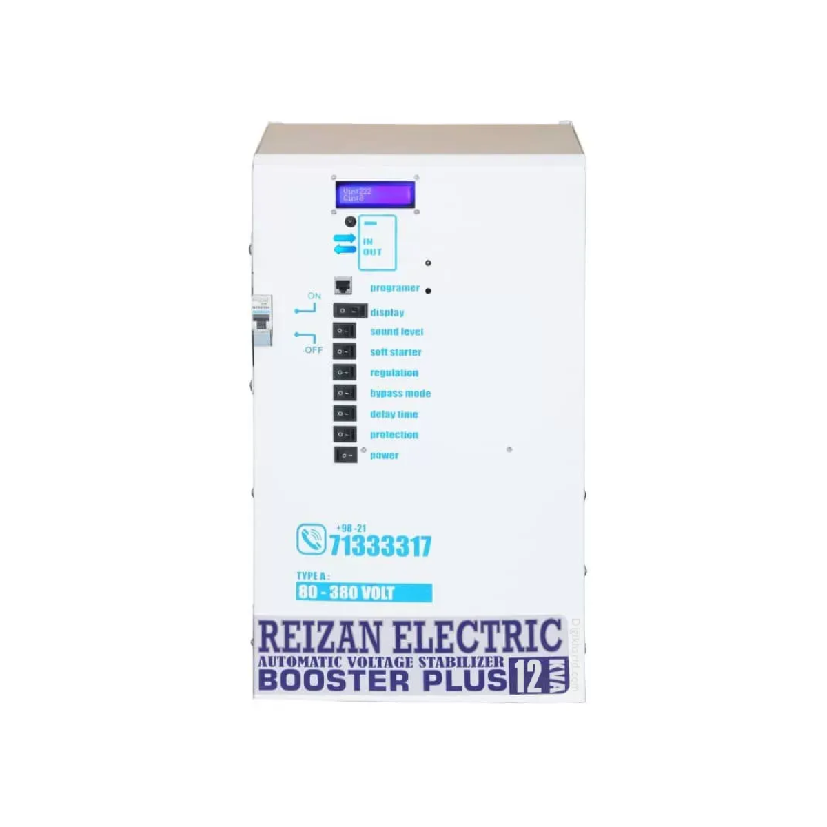 Alternative view of استابلایزر تک فاز 20 کاوا  ( 80 آمپر ) رله ای تیپ B ریزان الکترونیک