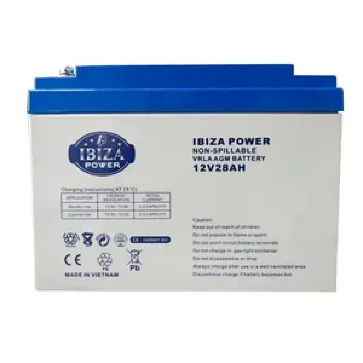 باتری یو پی اس 12 ولت 28 آمپر ساعت ایبیزا مدل IBZ 12-28 ساخت ویتنام