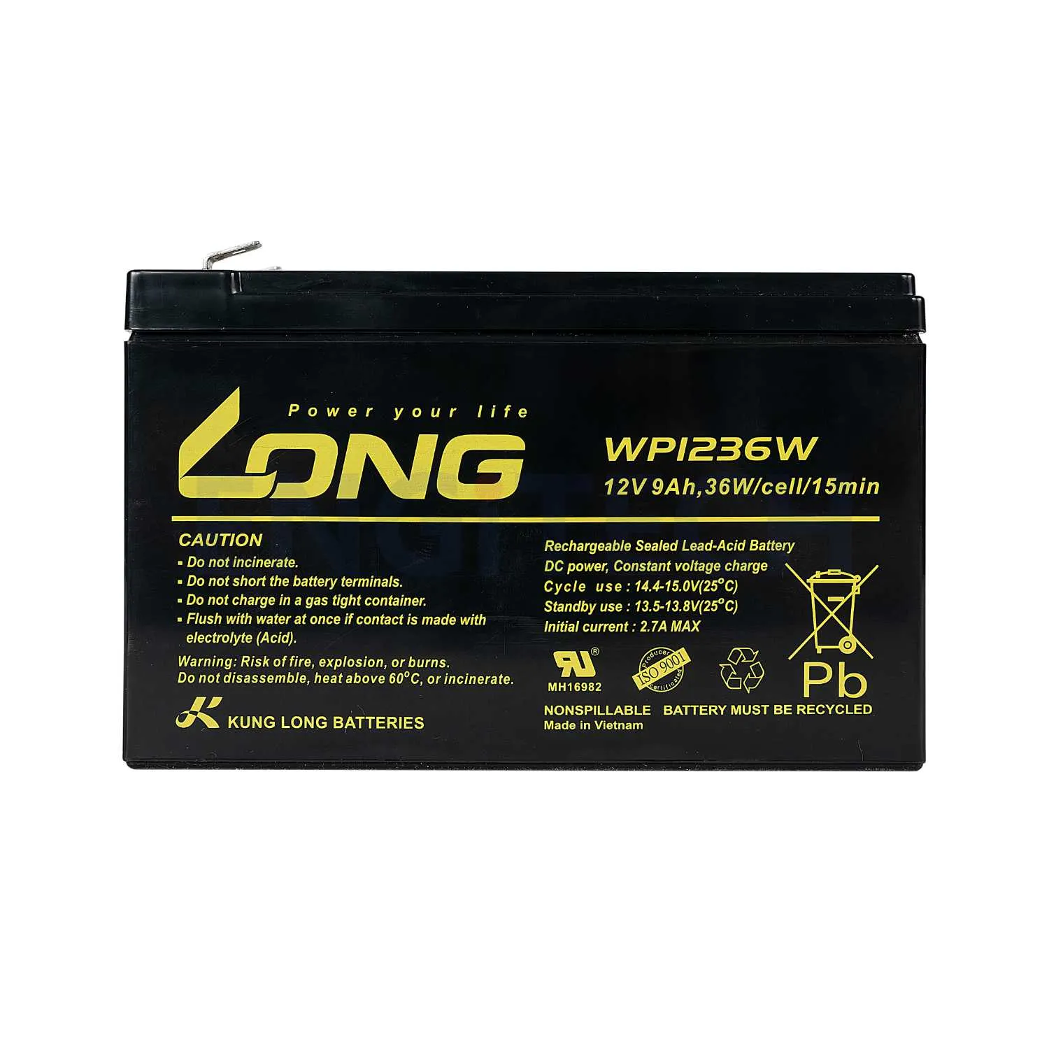 باتری یوپی اس 12 ولت 9 آمپر ساعت لانگ ساخت ویتنام - Image 2