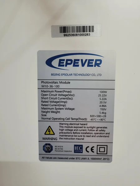 پنل خورشیدی ۱۰۰ وات EPEVER مدل M10‑36‑100 - Image 4